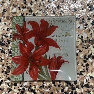 Red Amaryllis Winter Flora Glass Christmas Tray for Candy, Nuts or Soap